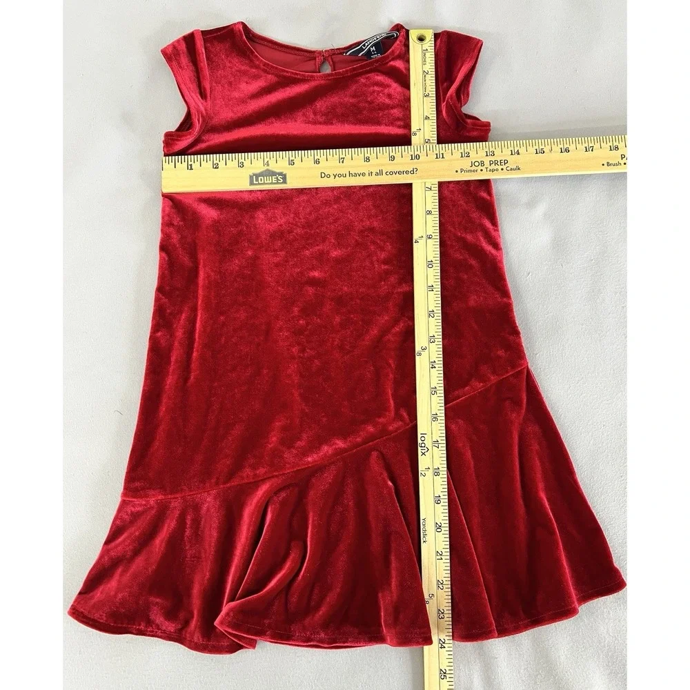 Lands' End Girl Children Place, Size M 5-6 Red Velvet‎ Velour Dress